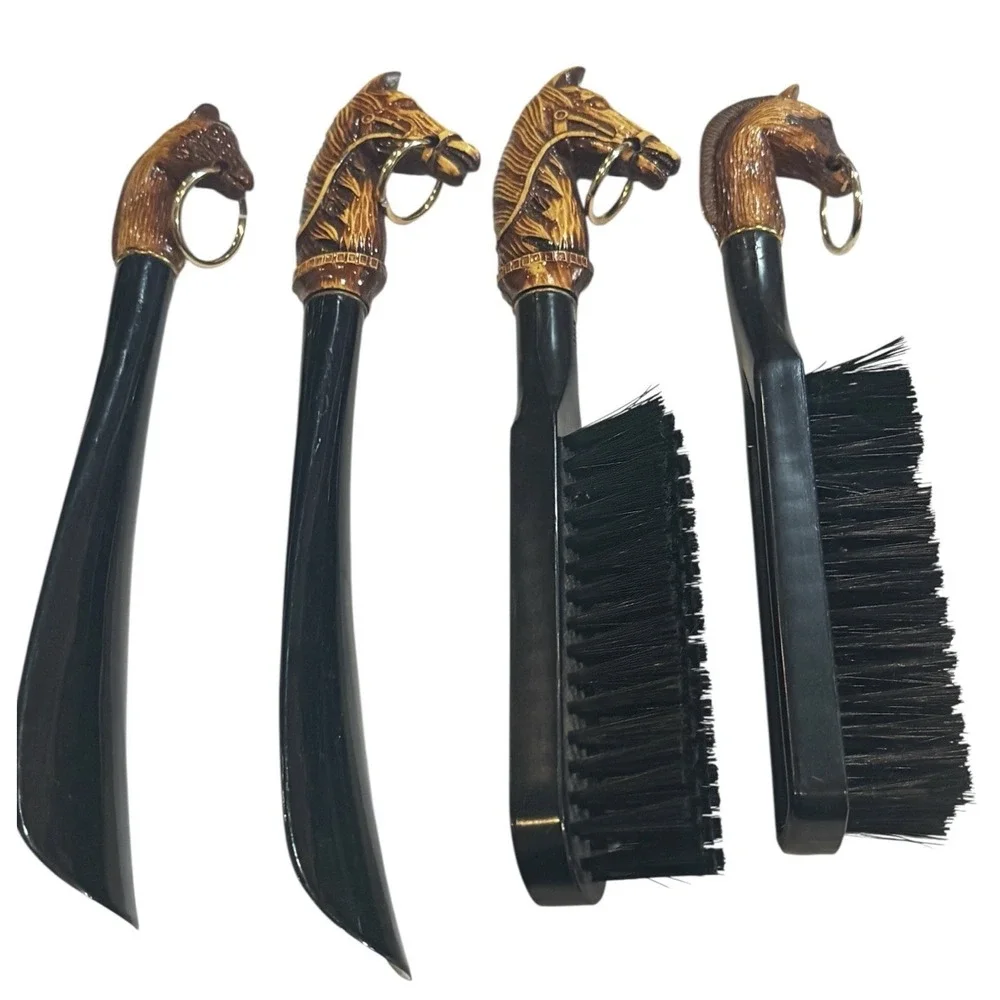 Vtg Florida Horse Head Souvenir Brush & Shoe Horn Set Equestrian Decor Lot of 4